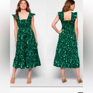 The Ellie Nap Dress - Emerald Botanical Poplin - Emerald Botanical Poplin / XS